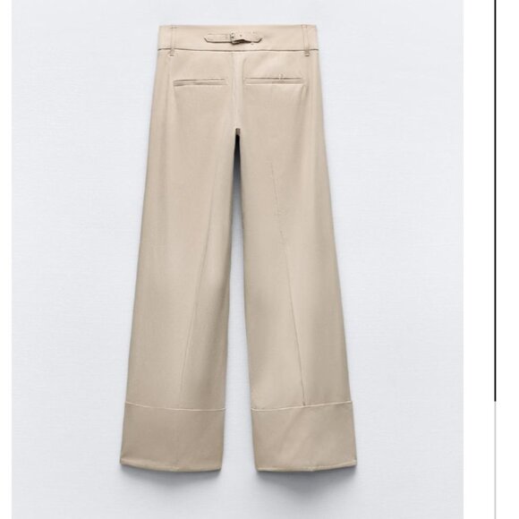 NWT ZARA STRAIGHT LEG PANTS WITH BELT LOOPS TAUPE BROWN - Picture 8 of 10